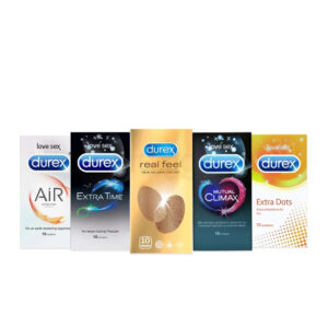 Durex Exotic Pleasure Combo Pack Of 10x5 = 50Pcs - Condom - Mutual Climax, Extra Dot, Extra Time, Real Feel and Air (18)